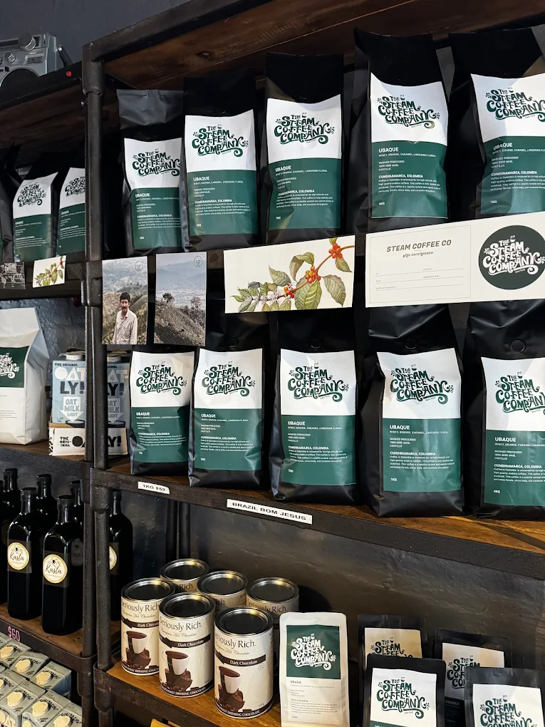 Steam Coffee Company beans on display